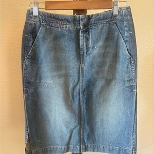 Diesel Classic Blue Denim Pencil Skirt with bilateral side splits